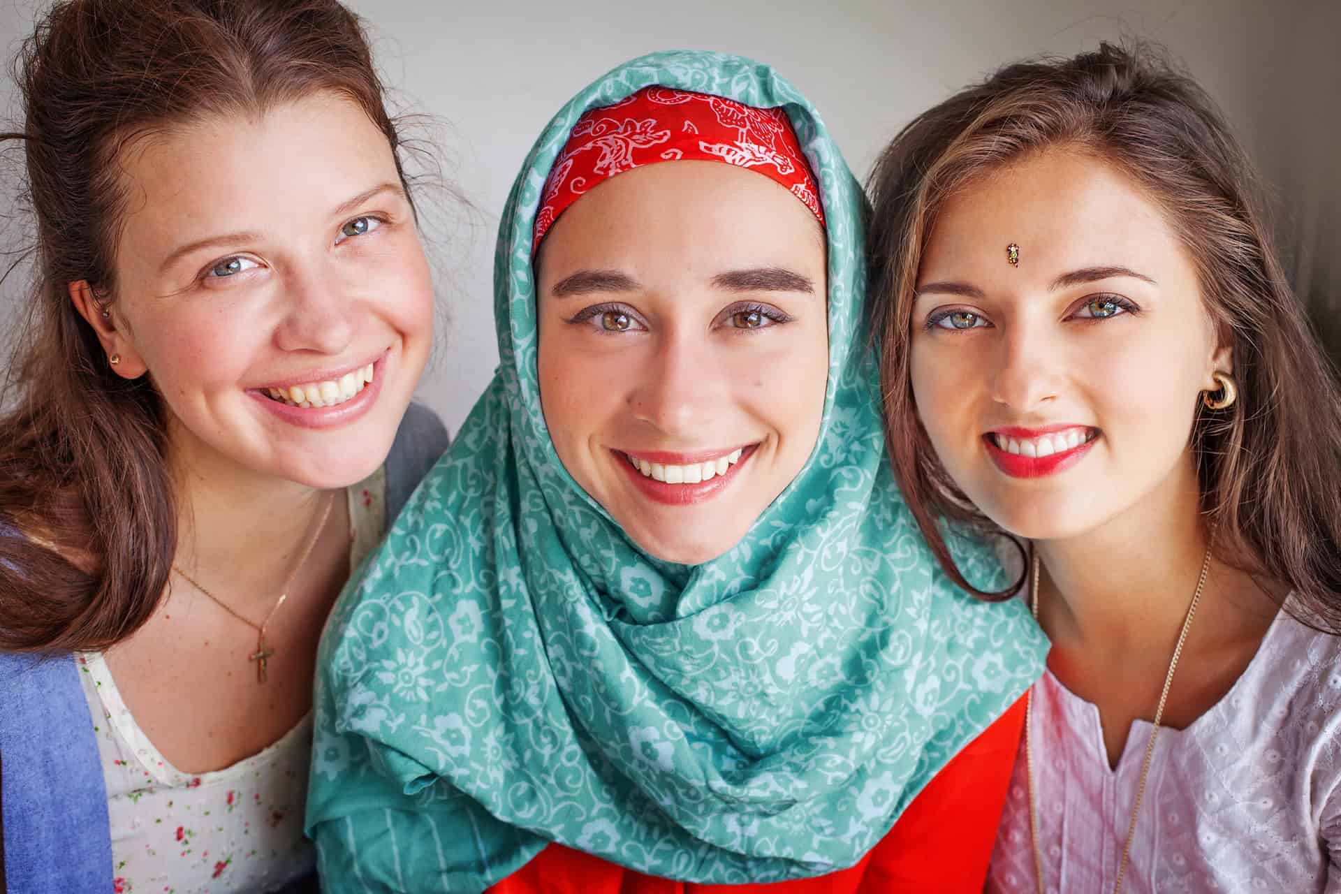 group of multicultural women of different religions