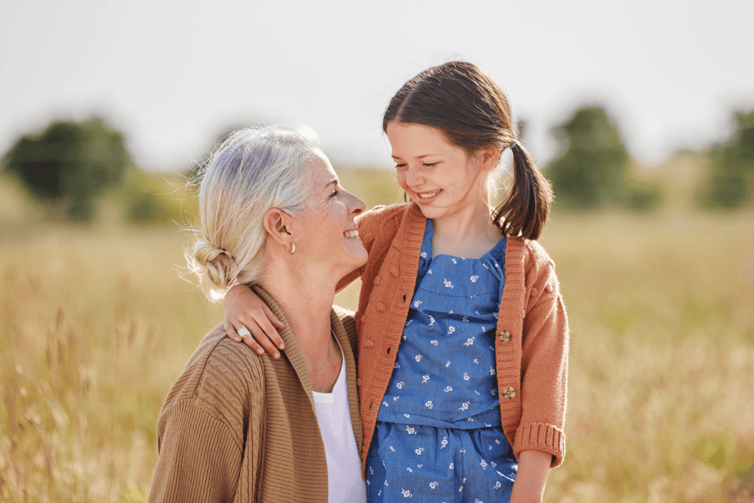 an older adult with a child