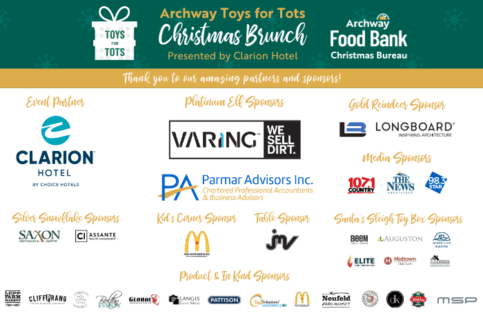 Toys for Tots view of toy pile, attendees and performers from behind the stage