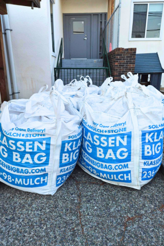 Bags filled with woodchips